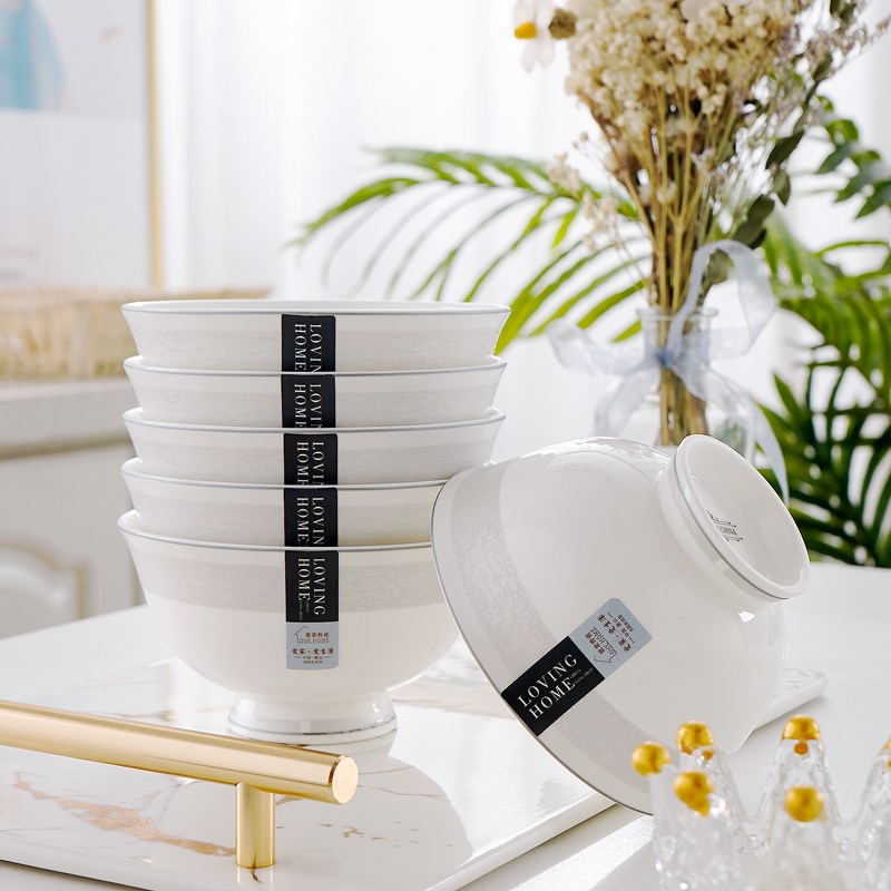 10个装 家用碗装吃饭碗高脚防烫4.5英寸米饭碗小碗 洗碗机适用