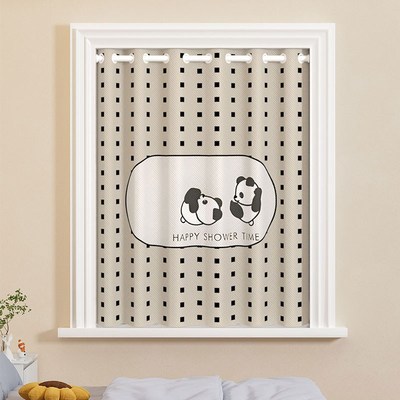 卡通窗帘儿童房男女孩卧室可爱熊猫遮光免打孔安装飘窗遮阳遮挡帘