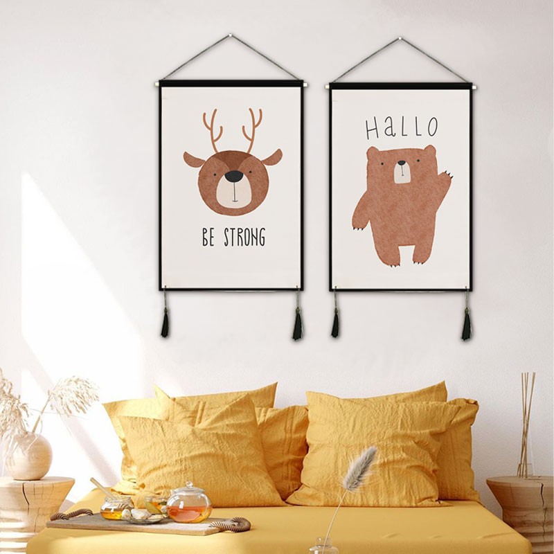 卡通儿童墙壁装饰品挂画布艺装饰画背景布电表箱遮挡定制挂件壁画图片