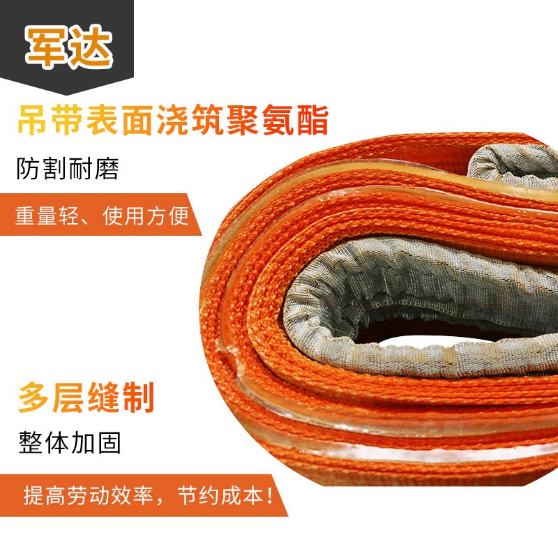 聚氨酯加厚耐磨防割玻璃吊装带扁平双扣吊带吊车行车起重工具