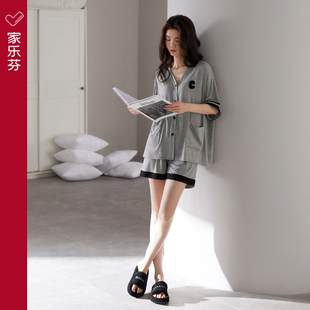 家居服夏款 短裤 薄款 夏天大码 睡衣女士夏季 可出门外穿套装 纯棉短袖