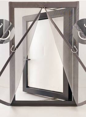 外开纱帘窗防蚊纱窗网推拉化妆室磁吸G高透免打孔安装防猫跳网窗