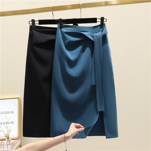 绑带开叉一步裙包臀裙 裙高腰a字半身裙女中长款 2022春装 职业西装