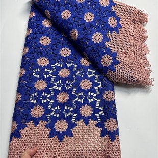 非洲新款花朵刺绣水溶股金蕾丝花边镂空设计女装连衣裙现货