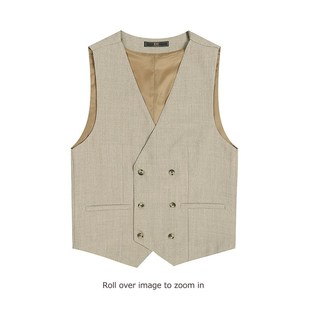 西装 复古坎肩男士 马甲 休闲商务修身 暗纹路英伦条纹双排扣背心男装