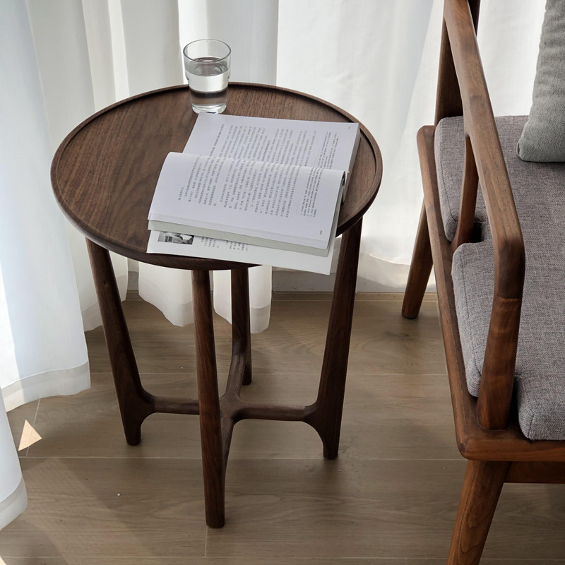 北美黑胡桃木沙发边几全实木榫卯角几阳台小茶几床头边几圆形创意,住宅家具,角几/边几,淘宝优惠券,粉丝福利购,淘宝优惠卷