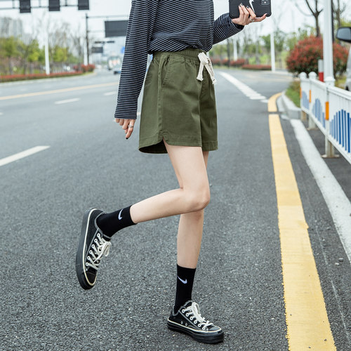 运动短裤女夏季宽松工装休闲阔腿三分热裤女外穿大码胖mm2021新款