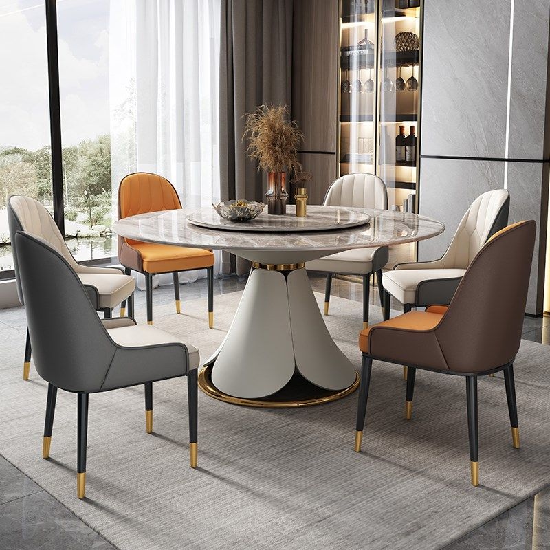 轻奢岩板餐桌椅组合现代简约实木饭桌小户型家用圆型桌带转盘桌子,住宅家具,岩板餐桌,淘宝优惠券,粉丝福利购,淘宝优惠卷