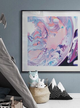 宿舍网吧P站二次元艺术画人物海报装G饰画米山舞卧室客厅书房挂画