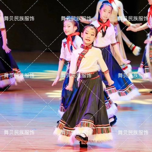 新款儿童藏族表演服藏族舞蹈服装演出服话剧民族舞台藏服女童服装