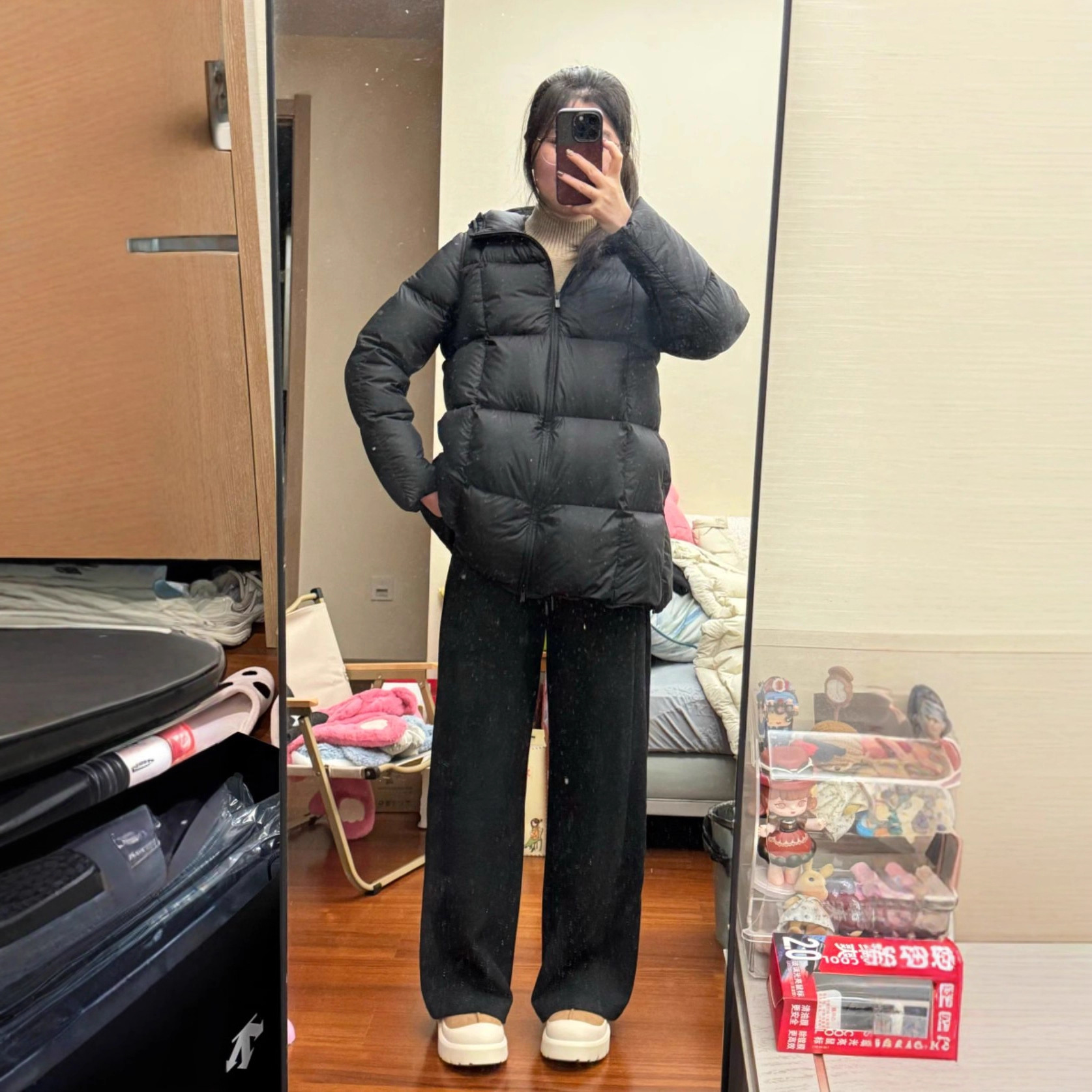 商场同款2025冬季新款中长款羽绒服女连帽加厚轻柔保暖白鸭绒外套