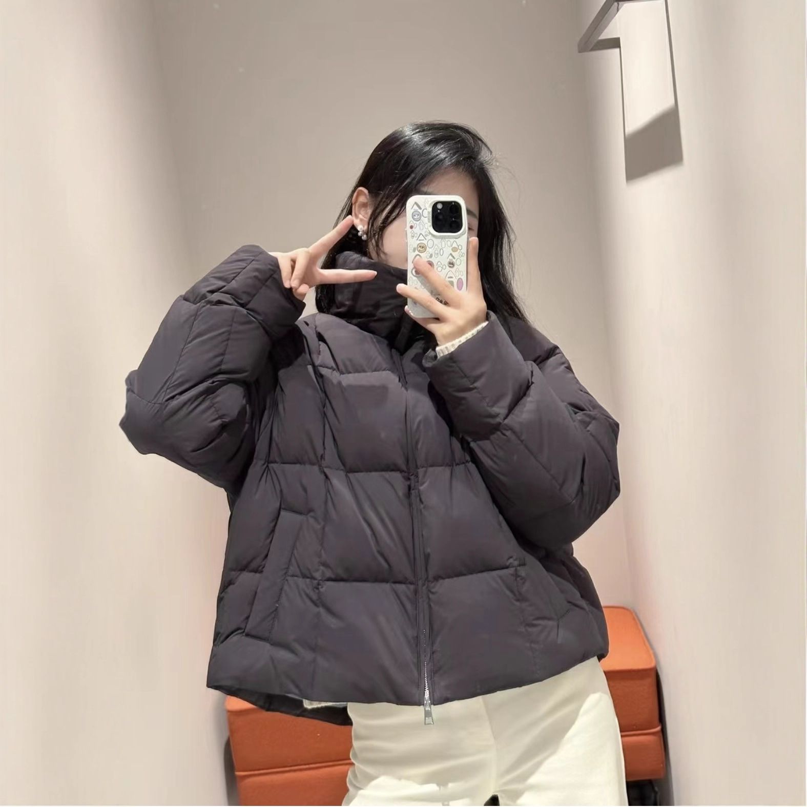 柜5900+！2025年冬新款休闲立领短款面包服抽绳白鹅绒羽绒服外套