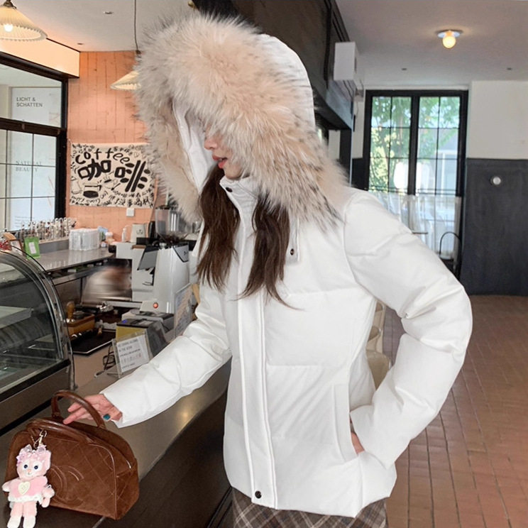 短款羽绒服女时尚洋气时髦冬季白色修身大毛领外套2025新款羽绒服