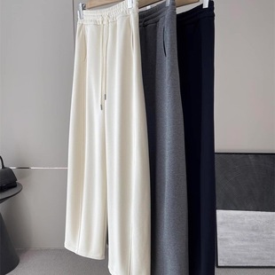 羽绒蚕丝 一体加绒！松紧高腰轻柔宽松保暖侧缝前移香蕉直筒裤女