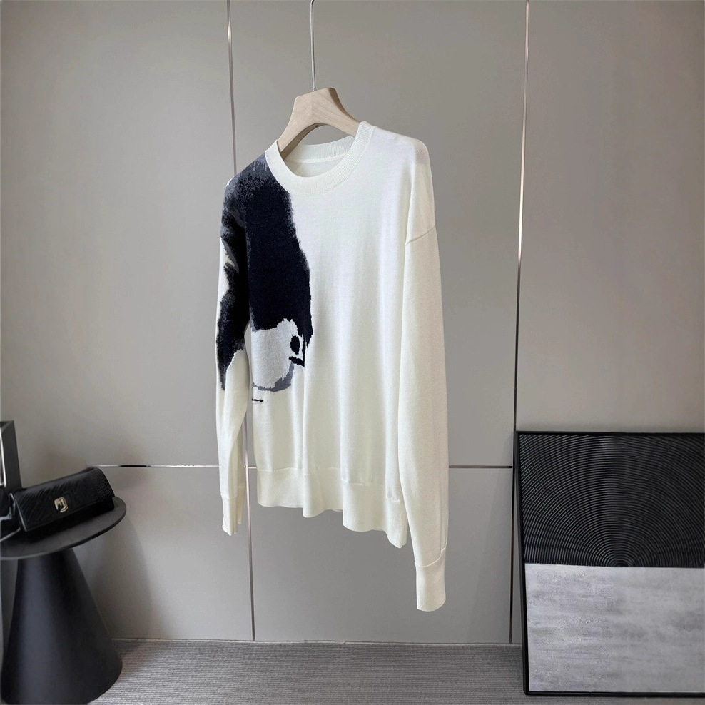 惟1渠道！仅此一批！zhi2500+!25秋冬水墨禽鸟提花宽松圆领针织衫