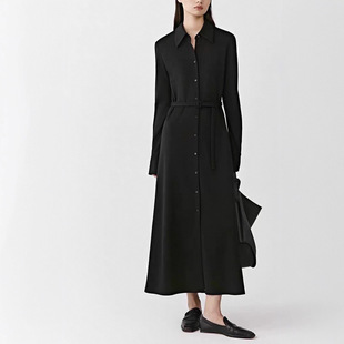 新款 这条鼎牛了 2025秋季 禾4900 罗马布尖领腰带连衣裙