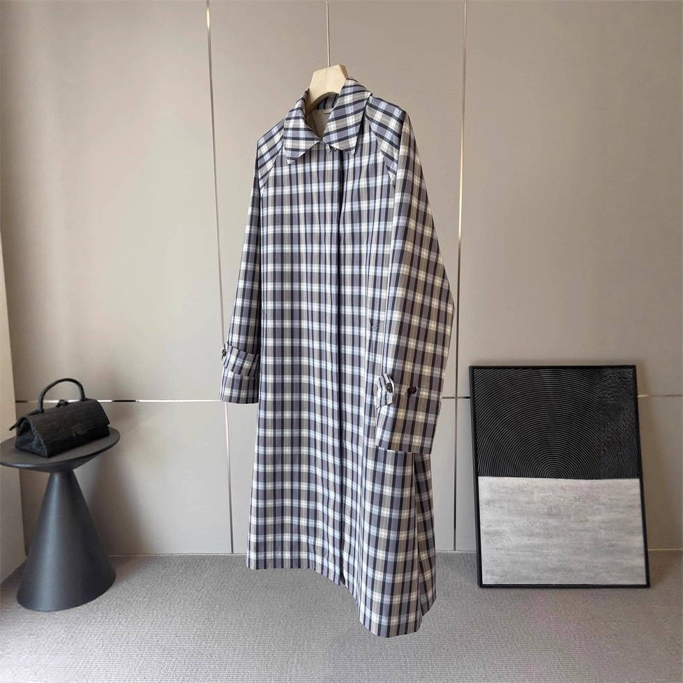 柜2.78W+！美式极简row风~时髦彩色格纹宽松廓形中长款风衣外套女