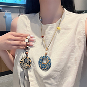 百搭挂脖长款 新中式 复古精致圆形项链女小众设计感通勤个性 毛衣链