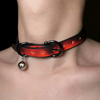 新款温感变色铃铛项圈复古辣妹choker甜酷风脖圈朋克风牵引绳小狗