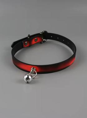 红黑温感变色皮质铃铛锁骨链男女颈带装饰项圈choker亚文化项链