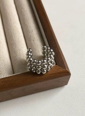 个性潮流钢珠串珠拼接设计感耳夹小众百搭时尚精致耳环耳骨夹耳饰