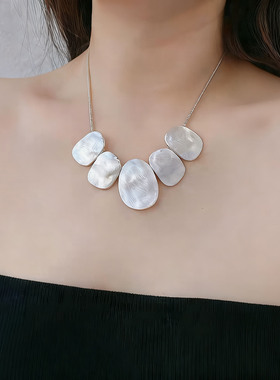 冷淡风时尚几何金属拉丝片项链潮