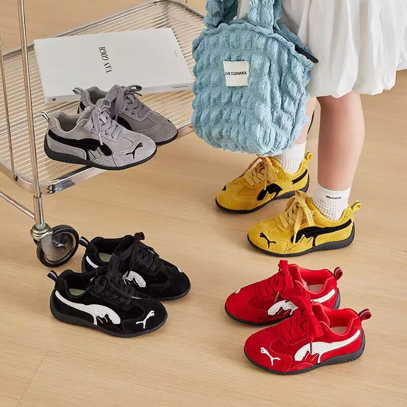 儿童德训鞋2025秋季新真皮百搭低帮复古休闲女童阿甘鞋男童运动鞋