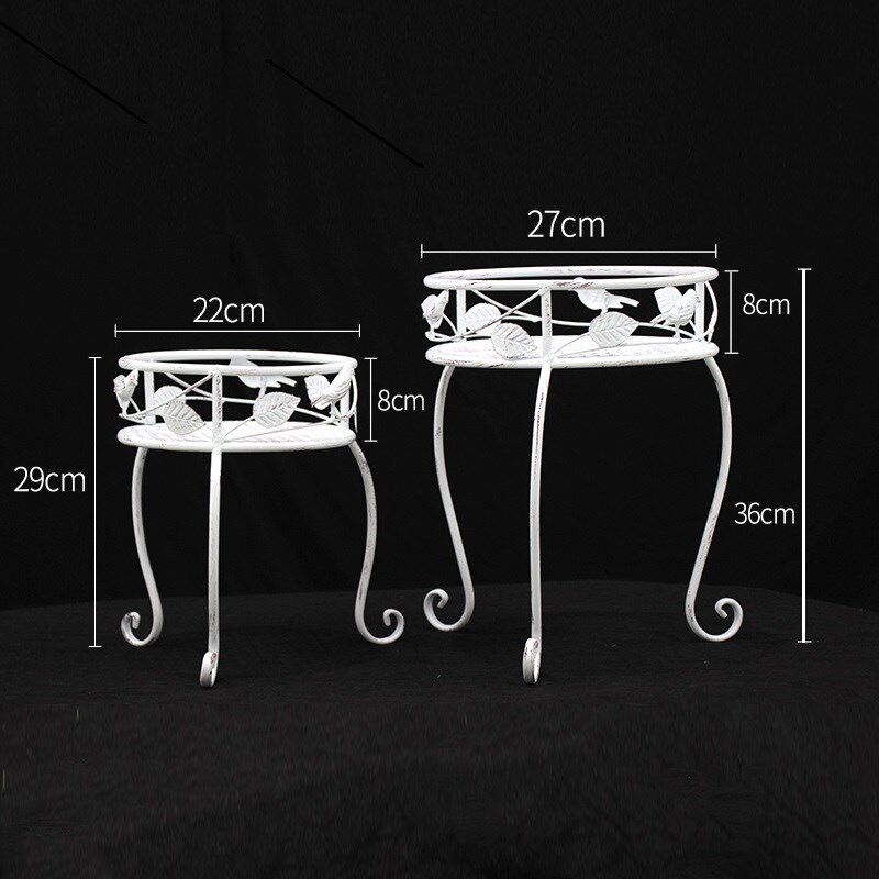 欧式圆形花架田园复古做旧落地阳台室内户外花盆架子铁艺一大一小