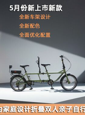 成人父子母子折叠变速观光旅行双人骑三人单车家庭双人亲子自行车