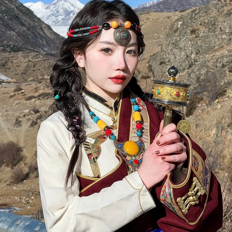 云南丽江旅拍摄影民族风项链藏族舞蹈头饰旅拍道具女配饰饰品