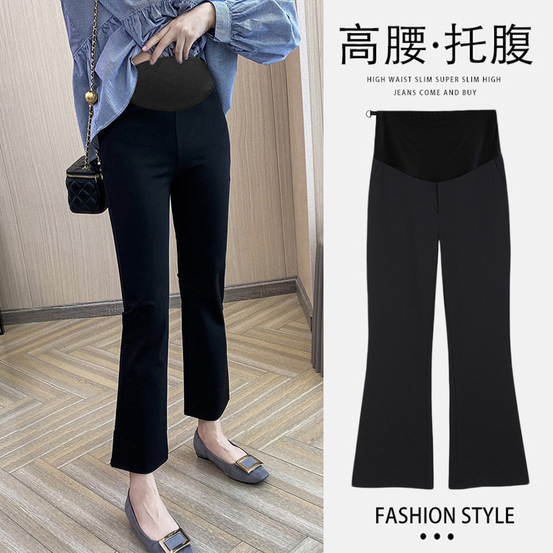 孕妇裤子女夏季薄款外穿九分裤网红小个子显瘦微喇叭打底裤休闲裤