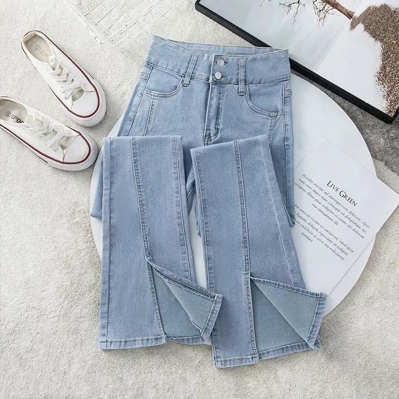 浅色微喇牛仔裤女春秋2024新款春秋新款小个子高腰显瘦开叉喇叭裤,农机/农具/农膜,叉,淘宝优惠券,粉丝福利购,淘宝优惠卷