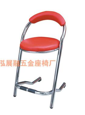 脚踏凳pvc皮革圆弧背游戏机厅座椅游戏机四角红色金W属吧台高脚椅