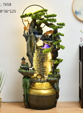假山流水喷泉鱼缸风水轮加湿器景观客厅阳台办公室水幕墙落地摆件