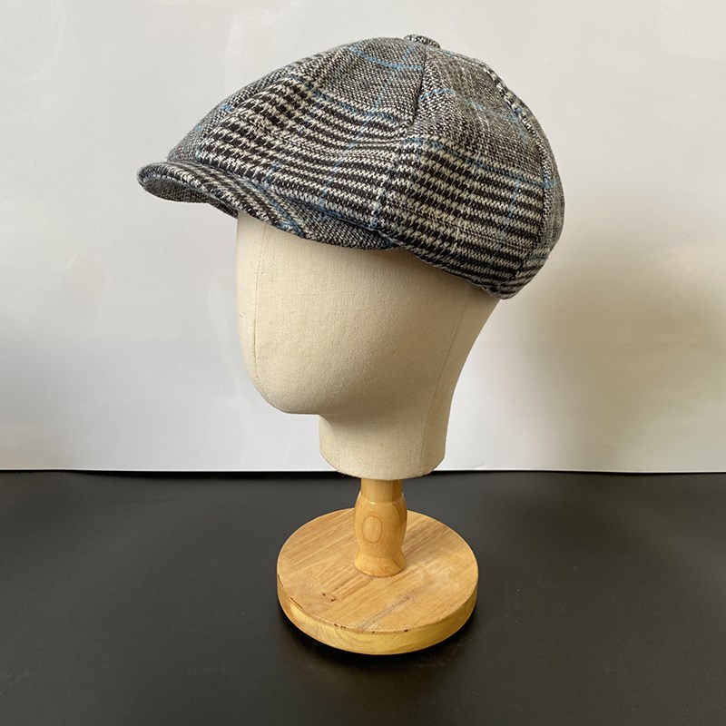 秋冬八角帽英伦复古格纹保暖报童帽时尚百搭画家帽大头围鸭舌帽子