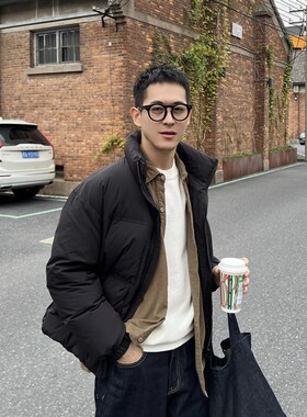 王几又 冬季新款韩版黑色羽绒服男款基础款加厚休闲立领保暖外套