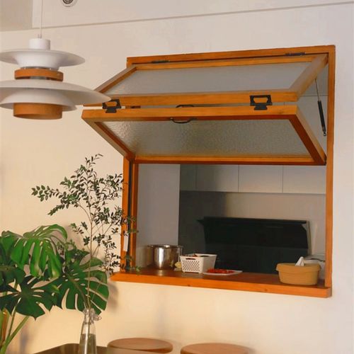 封阳台全景上下折叠推拉窗网红定制左右实木玻璃外翻隔断咖啡店