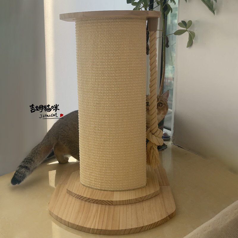 实木剑麻猫抓柱简约耐磨不掉屑立式猫爬架一体猫玩具磨爪子猫抓板