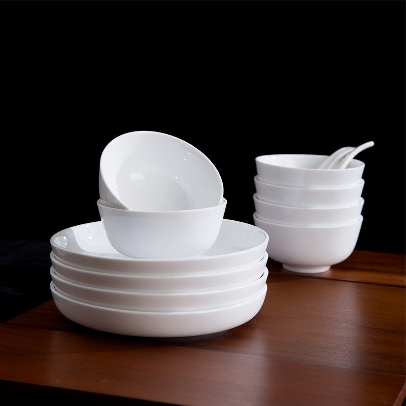纯白陶瓷高档餐具白色高级感碗盘子高温釉下彩家用碟子微波炉烤箱,餐饮具,碗,淘宝优惠券,粉丝福利购,淘宝优惠卷