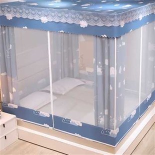 遮光蒙古包蚊帐带床帘家用卧室2023新款加厚防摔一体式床幔含支架
