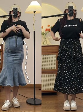 大码女装假两件碎花连衣裙女夏季拼接t恤微胖mm遮肉显瘦黑色裙子