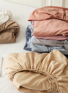 白色全棉床笠单件纯棉床垫保护罩整圈皮套薄防滑罩家用1.8m双人床