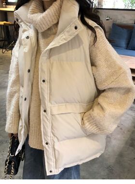 羽绒棉马甲女短款2023秋冬新款时尚学生外穿马夹韩版宽松棉袄外套