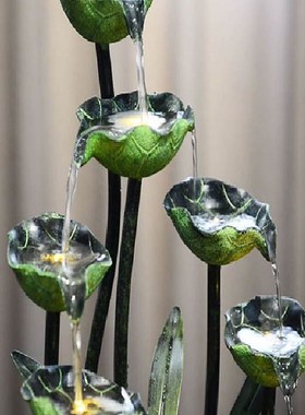 轻奢荷花风车流水k喷泉摆件客厅茶室办公室循环水景观室内装饰礼