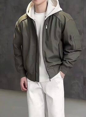 男士棒球服可拆卸连帽羽绒服时尚百搭军绿色宽松潮牌户外保暖外套