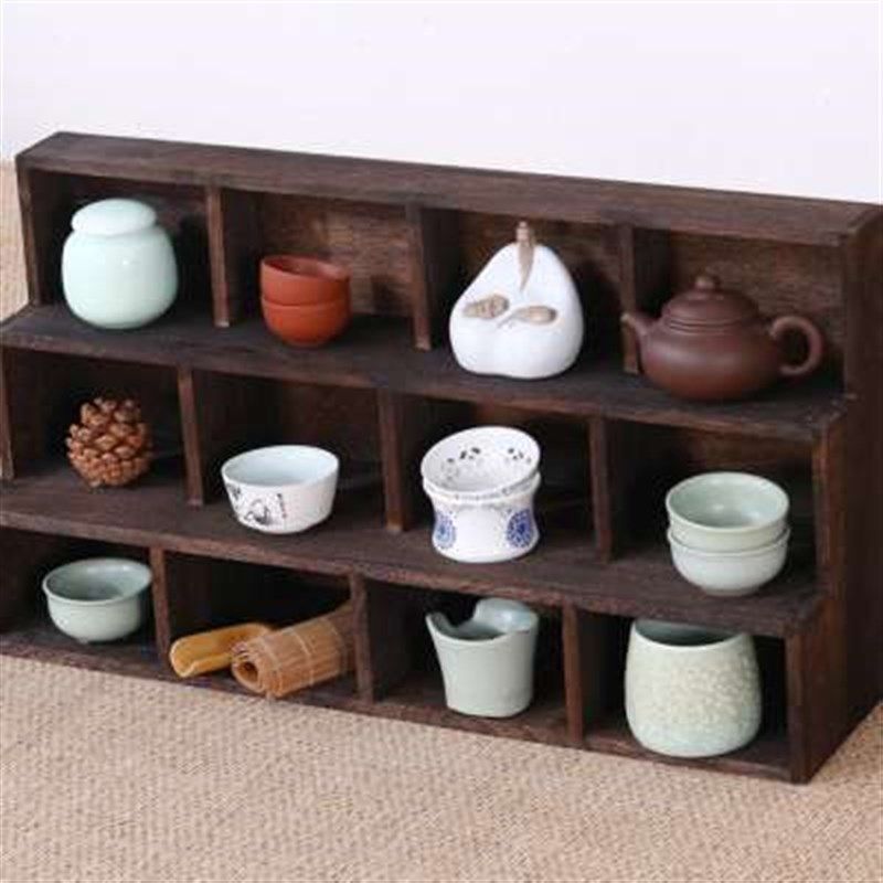 新款博古架实木迷你桌面茶具茶杯茶壶架子置物架摆件阶梯格多宝阁