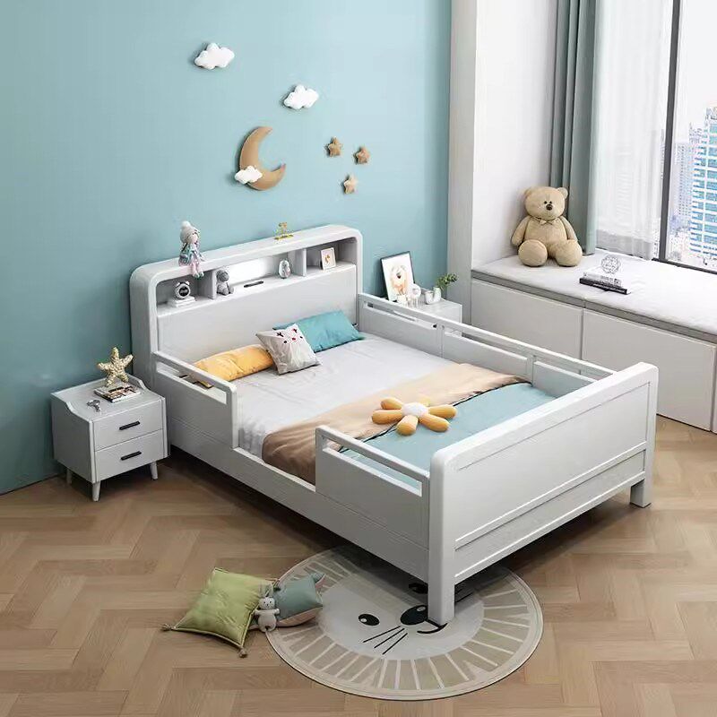 儿童床男孩女孩实木儿童床护栏1米5小户型全实木儿童床1米2储物床