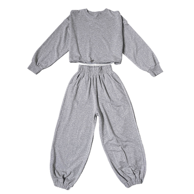 冷大娘定制 男女儿童秋冬纯棉套装街舞演出服运动裤高腰T恤亲子款