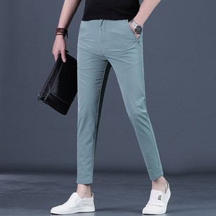 休闲裤 男士 潮流修身 小脚夏季 百搭透气薄 冰丝裤 9分男裤 子男九分裤