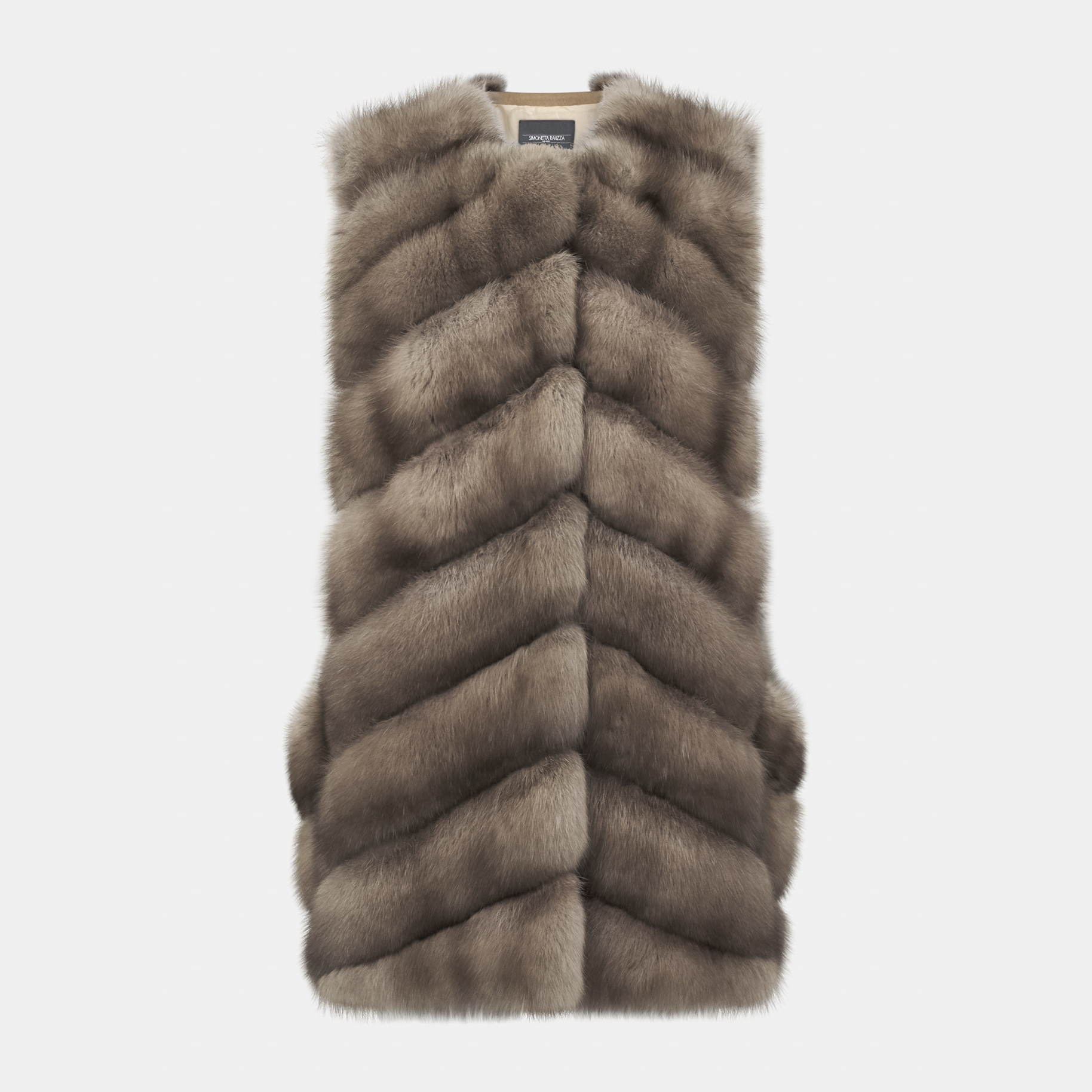 Simonetta Ravizza 2025秋冬  紫貂拼接Loro Piana羊绒马甲背心